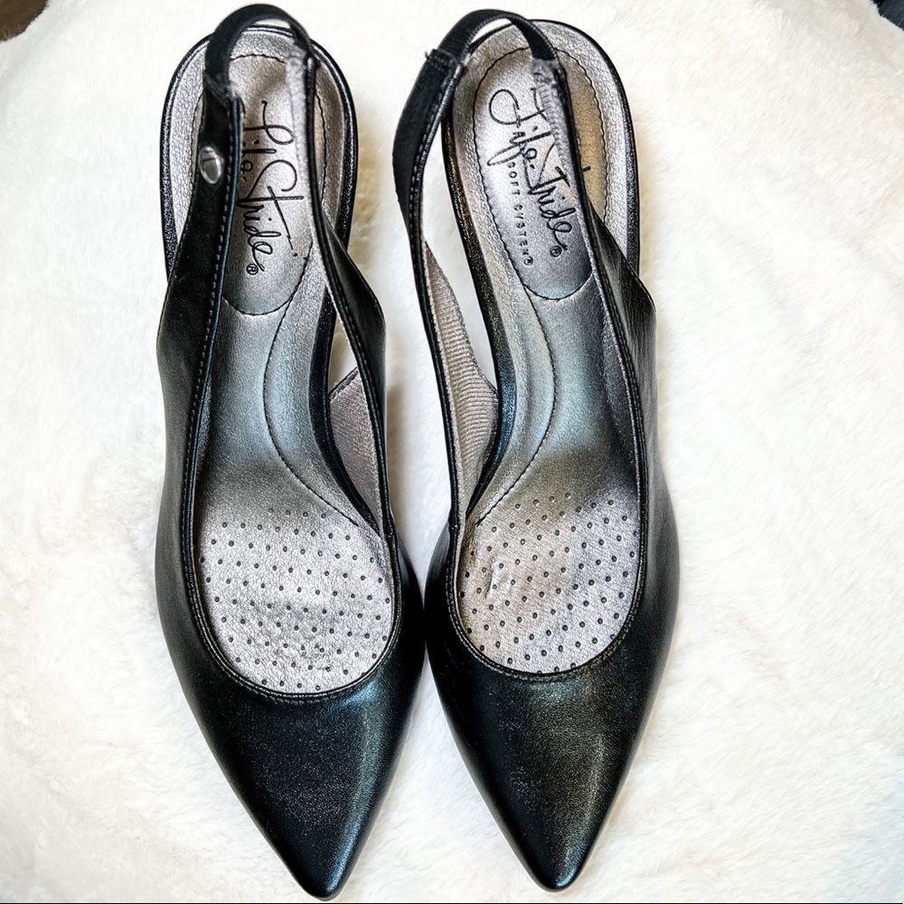 Life Stride Black Shena Slingback Patent Pumps